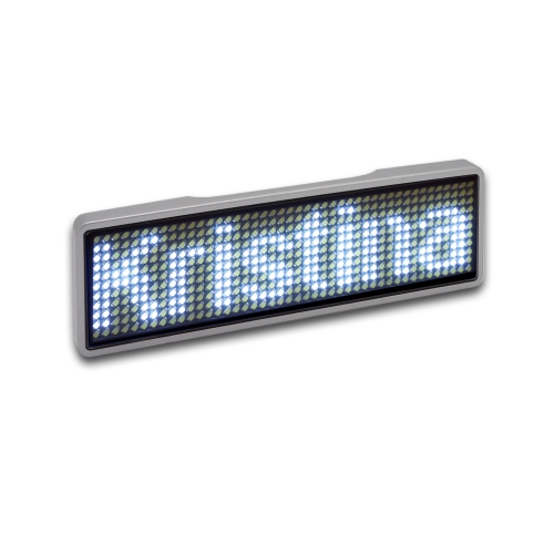 LED Name Tag, 11x44 Pixel, USB - Rahmen: silber - LED: weiß