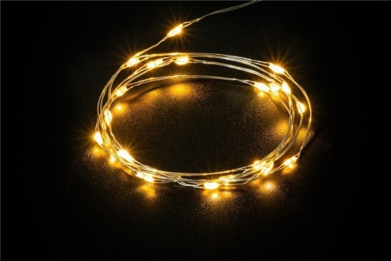 20er LED Silberdraht Lichterkette inkl. Timer, warm-wei