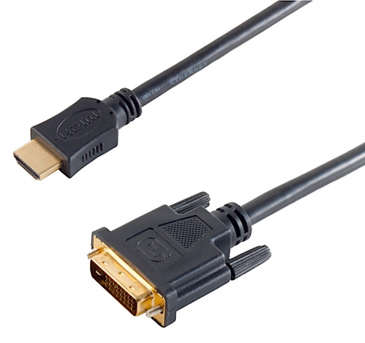 Adapterkabel HDMI Typ A Stecker – DVI-D 24+1 Stecker schwarz - Länge: 1,50 m