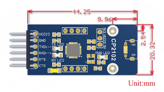 Konverter, micro USB Buchse - UART, CP2102