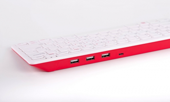 offizielle Raspberry Pi Tastatur, US-Layout, inkl. 3 Port USB Hub, rot/wei