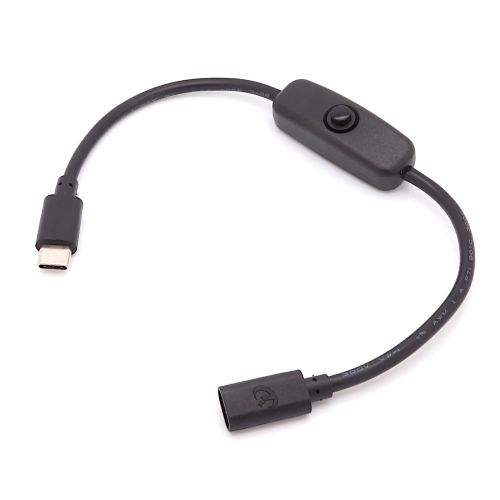 USB DC-Kabel mit Schalter USB Typ C Buchse - USB Typ C Stecker 0,30m schwarz