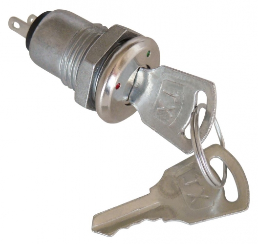 Vollmetall-Schlüsselschalter, 30V-1A, Ø10mm, Lötanschluss