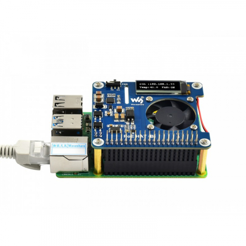 Power over Ethernet (PoE) HAT mit OLED Display fr Raspberry Pi 4B & 3B+