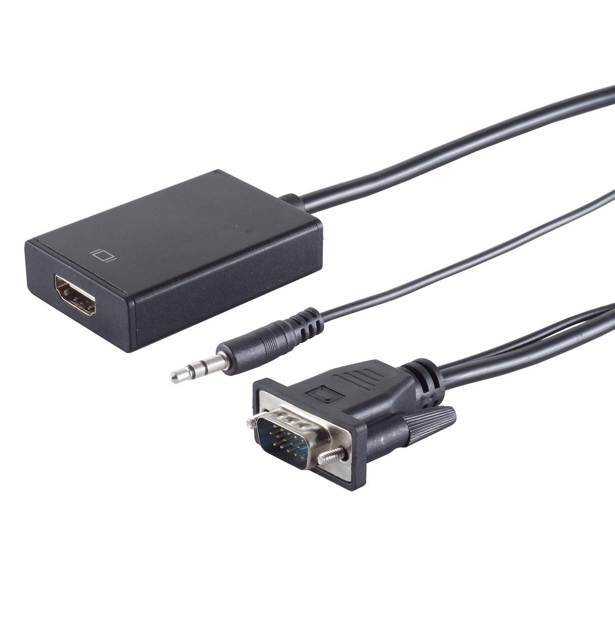 VGA zu HDMI Adapter inkl. Audioübertragung, 1080p, schwarz
