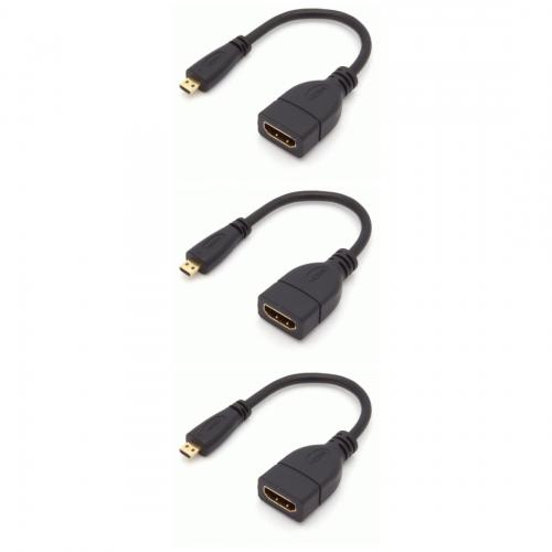 3 x Micro HDMI Adapterkabel D-Stecker - A-Buchse 15cm schwarz
