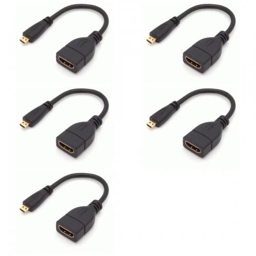 5 x Micro HDMI Adapterkabel D-Stecker - A-Buchse 15cm schwarz