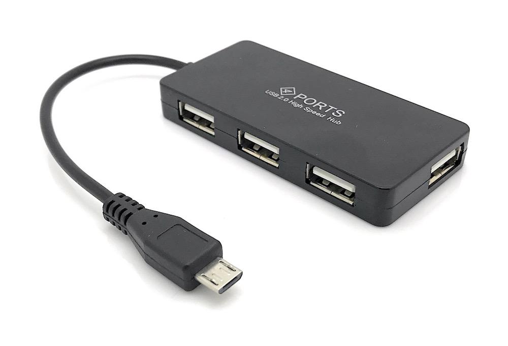 4 Port Micro USB 2.0 OTG Hub schwarz