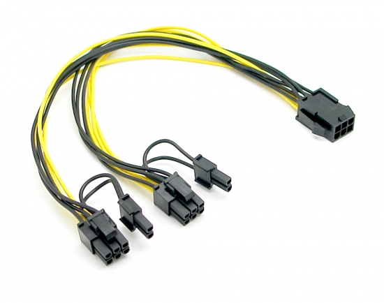 Kabel PCI Express Stromversorgung 6 Pin Buchse - 2 x 8 Pin Stecker 30cm