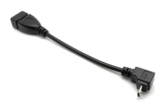 USB 2.0 Hi-Speed OTG Adapterkabel, Micro B-Stecker 90° unten gewinkelt - A Buchse, schwarz, 0,15m