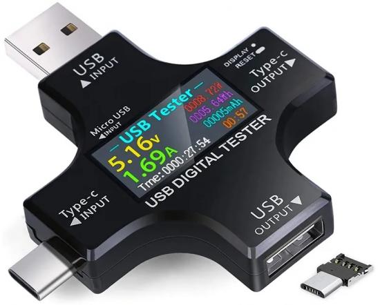 USB Tester J7-c, für USB-A / USB-C / microUSB, 3,6-32V, OLED Display