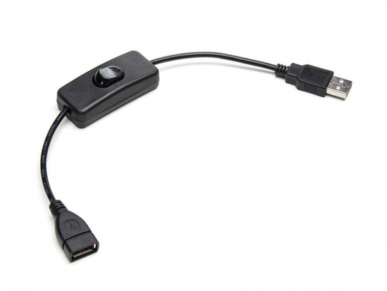 USB 2.0 DC-Kabel mit Schalter, A Stecker - A Buchse, 0,25m schwarz