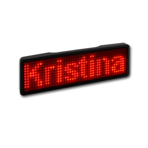 LED Name Tag, 11x44 Pixel, USB - Rahmen: schwarz - LED: rot