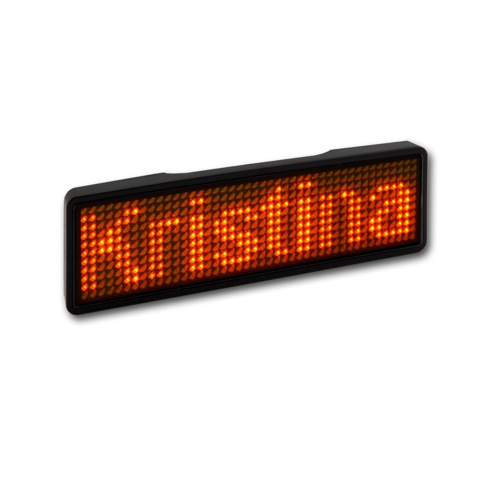 LED Name Tag, 11x44 Pixel, USB - Rahmen: schwarz - LED: orange
