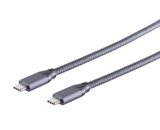 USB Type-C 3.2 Gen 2x2 Kabel, grau - Länge: 1,0 m
