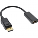 DisplayPort 1.1 Adapterkabel, DisplayPort Stecker - HDMI-Buchse, 1080p, 15cm, schwarz
