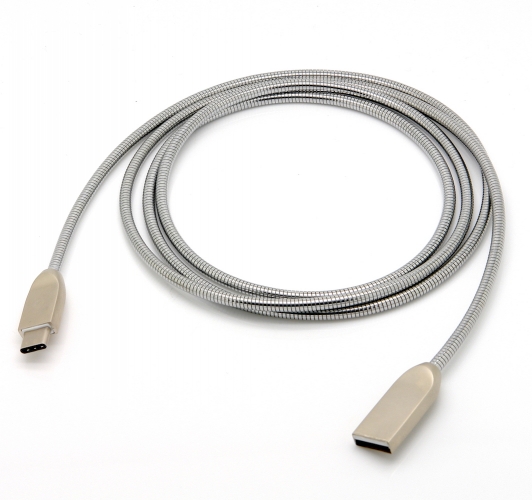 Premium USB-C 2.0 Metallkabel A Stecker – USB C Stecker silber