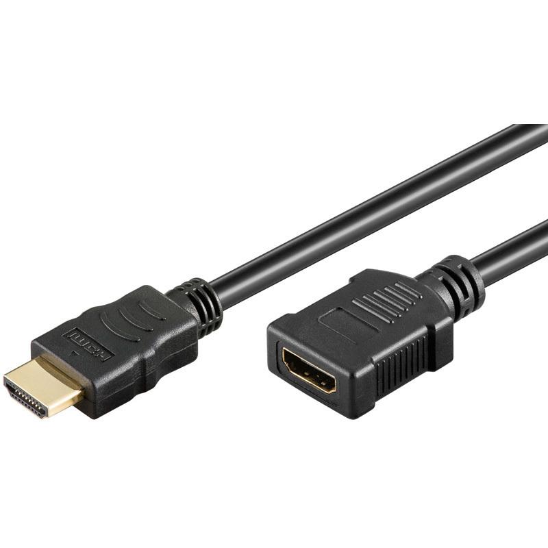High Speed HDMI Verlängerungskabel mit Ethernet schwarz - Länge: 1,00 m