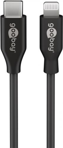 goobay Lightning USB Type C Kabel (MFi), schwarz - Länge: 1,0 m