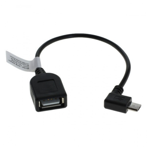 USB 2.0 Hi-Speed OTG Adapterkabel, A-Buchse - Micro B-Stecker 90° gewinkelt 0,15m schwarz