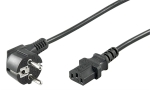 Kaltgerte Netzkabel Schutzkontakt-Stecker abgewinkelt  IEC320-C13 Buchse schwarz - Lnge: 2,50 m