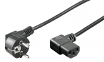 Kaltgerte Netzkabel Schutzkontakt-Stecker abgewinkelt  IEC320-C13 Buchse abgewinkelt schwarz - Lnge: 2,0 m