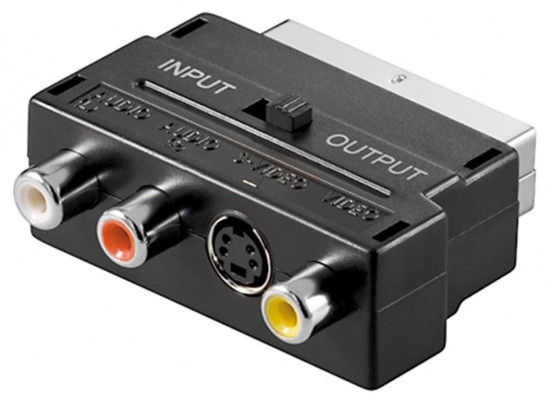 Scart-Adapter mit IN/OUT Umschalter, S-Video