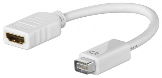 Adapterkabel, Mini DVI Stecker - HDMI Typ A Buchse, weiß, 10cm