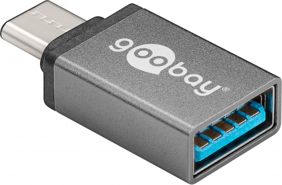USB-C 3.0 Adapter, Metall, C Stecker – A Buchse - Farbe: grau