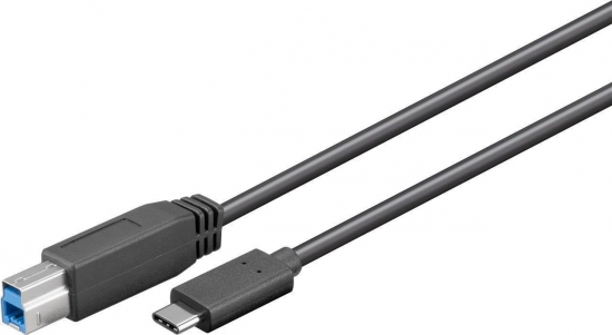 USB-C 3.0 Kabel, C Stecker  B Stecker, schwarz - Lnge: 1,0m