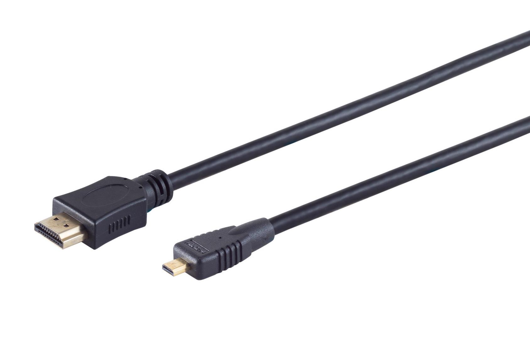 High Speed Micro HDMI Kabel mit Ethernet schwarz - Länge: 2,0 m