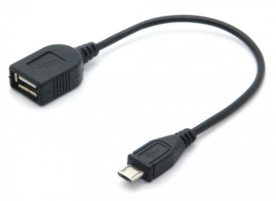 USB 2.0 Hi-Speed OTG Adapterkabel, A-Buchse - Micro B-Stecker 0,15m schwarz
