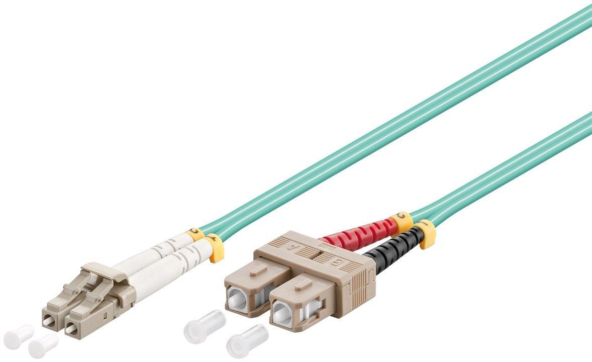 LWL Kabel Multimode OM3, LC-Stecker (UPC) > SC-Stecker (UPC), türkis - Länge: 15,0 m
