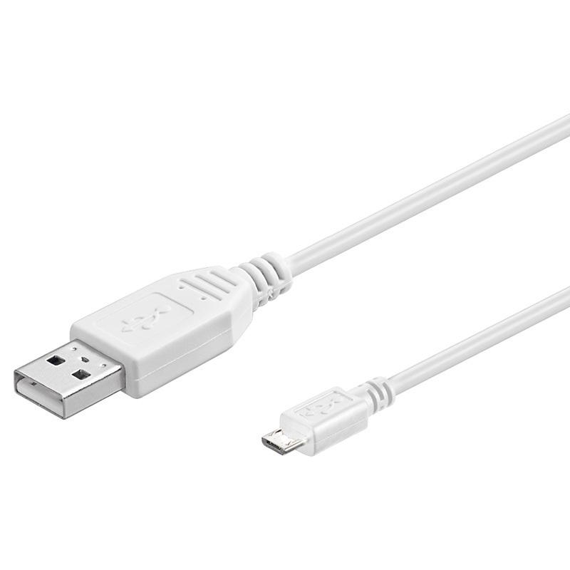 USB 2.0 Hi-Speed Kabel A Stecker – Micro B Stecker weiß - Länge: 1,00 m