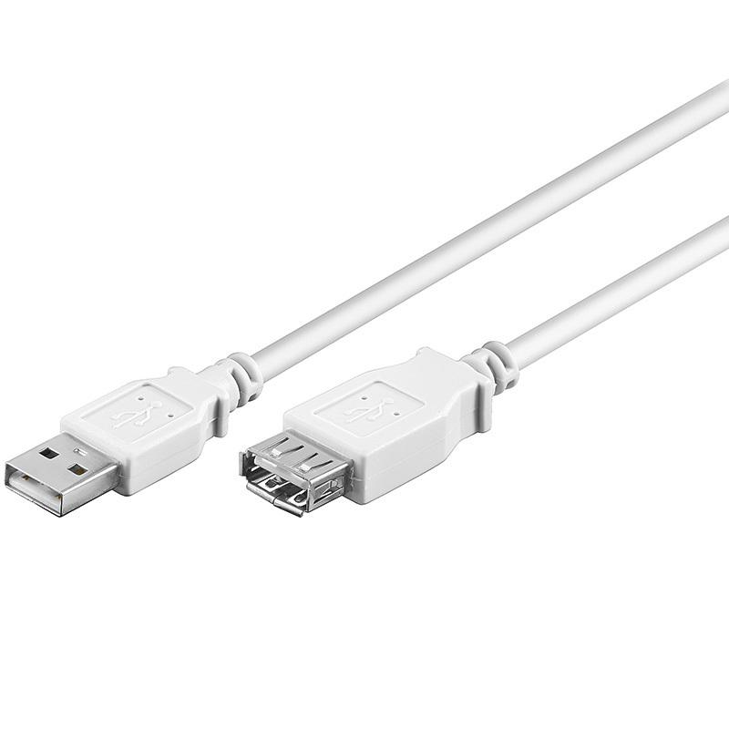 USB 2.0 Hi-Speed Verlängerungskabel A Stecker – A Buchse weiß - Länge: 5,00 m