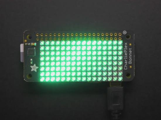 Adafruit CharliePlex LED Matrix Bonnet - 8x16 Grne LEDs