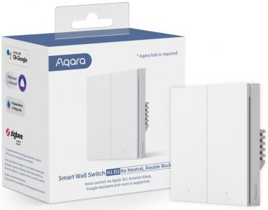 Aqara Smart Wall Switch H1 EU - Doppelschalter Ohne Neutralleiter, Zigbee 3.0, Wei