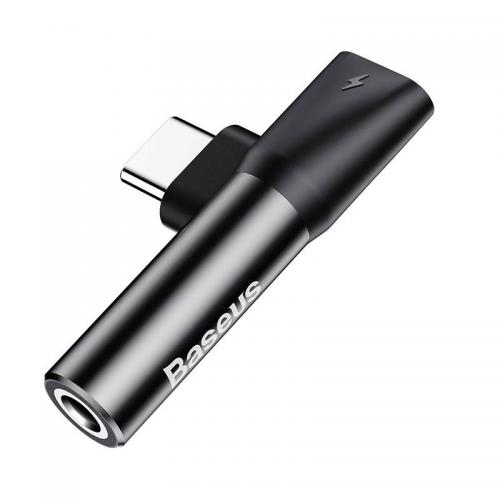Baseus L41 Audio Adapter USB-C Stecker - 3,5 mm Klinke + USB-C Buchse, schwarz