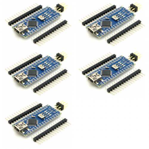 5 x kompatibler Arduino Nano mit Atmel Mega 328P Prozessor & CH340G USB-Chipsatz
