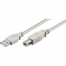 USB 2.0 Hi-Speed Kabel A Stecker – B Stecker grau - Länge: 0,25 m