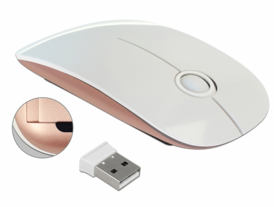 Optische 3-Tasten Maus 2,4 GHz wireless weiß / rosé