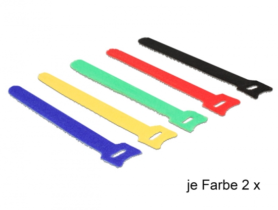 Kabelbinder, Klettverschluss, 150 x 12mm, farbig sortiert, 10 Stck