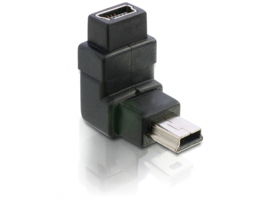 Mini USB 2.0 90 Winkeladapter Mini B Stecker - Mini B Buchse oben/unten schwarz
