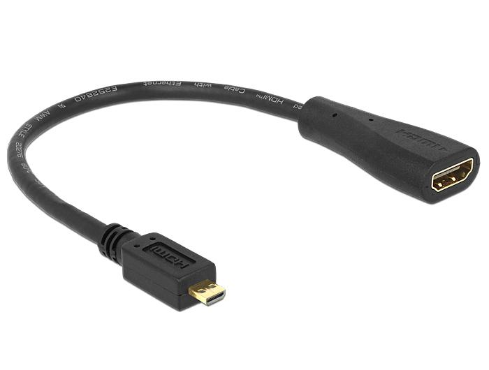 Micro HDMI Adapterkabel 23cm schwarz