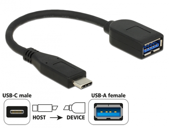 Adapter SuperSpeed USB 3.1 Gen 2 Typ-C Stecker - USB Typ-A Buchse 10cm schwarz Premium