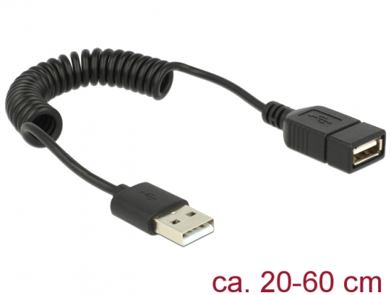 Verlängerungskabel USB 2.0-A Stecker / Buchse Spiralkabel