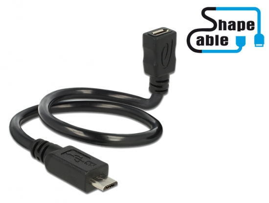 Shape USB 2.0 Hi-Speed OTG Verlngerungskabel Micro B Stecker  Micro B Buchse schwarz - Lnge: 0,30m