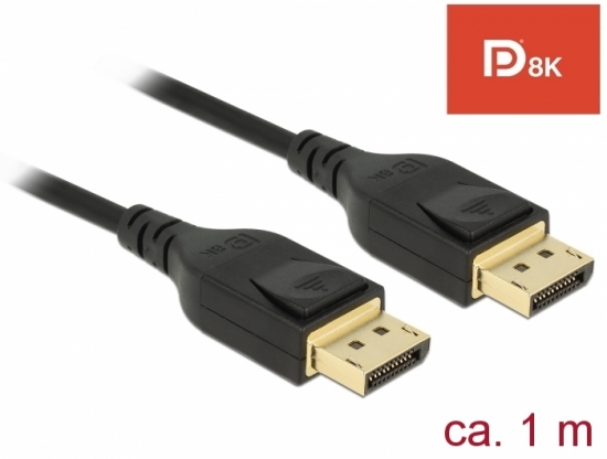 DisplayPort Kabel 8K 60Hz, DP zertifiziert, schwarz - Länge: 1,0 m