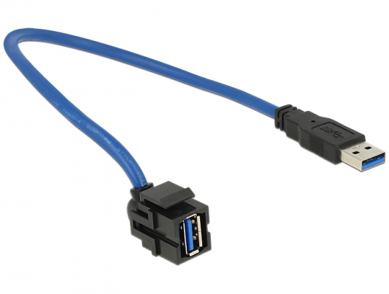 Keystone USB3.0 A Buchse > USB3.0 A Stecker 250° mit Kabel