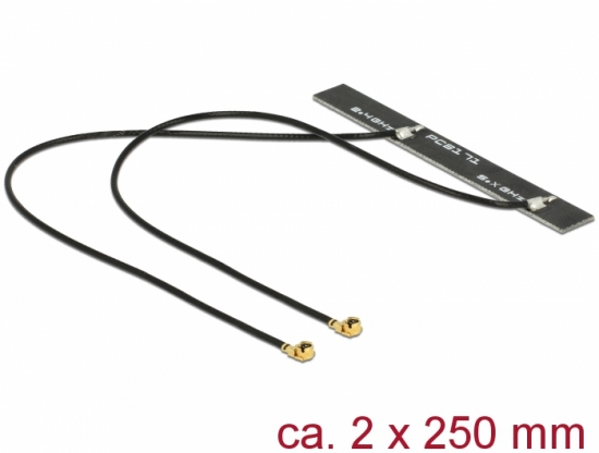 WLAN 802.11 ac/a/h/b/g/n Doppelantenne 2 x MHF Stecker 5 dBi 250 mm PCB intern Klebemontage